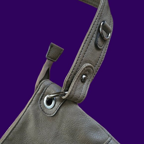 Y2K Aldo Large Crossbody Bag Suddede Gray Faux Leather Emo Indie Sleaze Grunge - Picture 6 of 13